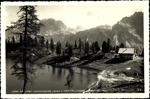 Ak Italien, Lago da Lago Riffugio, Cristallo, Berghütte