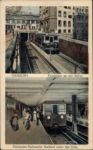 Ak Hamburg Mitte Altstadt, Hochbahn an der Börse, Haltestelle Barkhof, Gleisseite