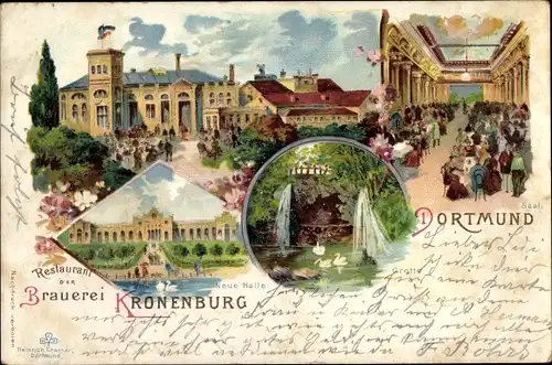 Litho Dortmund im Ruhrgebiet, Restaurant der Brauerei Kronenburg, Innenansicht, Grotte