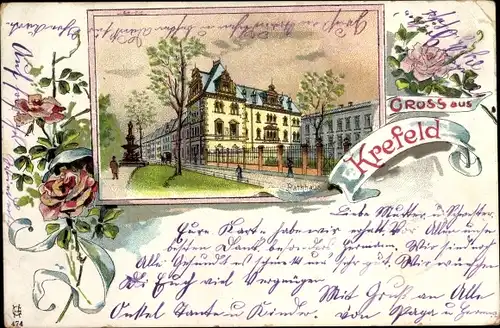 Litho Krefeld am Niederrhein, Rathaus