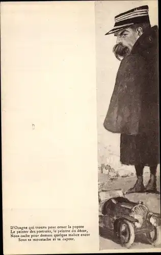 Ak Französischer Soldat in Uniform, General, Karikatur, D'Ocagne qui trouva pour orner la popote