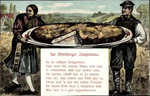 Künstler Ak Der Altenborger Zeegenkase, Altenburger Ziegenkäse, Thüringer Trachtenpaar