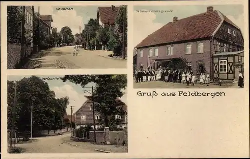 Ak Feldbergen Söhlde in Niedersachsen, Gasthaus Albert Bremer, Hauptstraße, Dorfpartie, Anwohner
