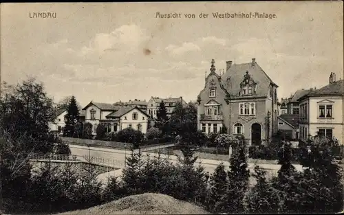 Ak Landau in der Pfalz, Aussicht von der Westbahnhof Anlage