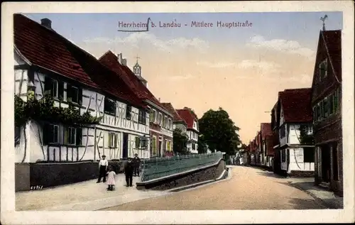 Ak Herxheim bei Landau in der Pfalz, Mittlere Hauptstraße