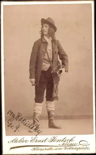 CdV Soldat von Koscielsky, Gr. 9, im Theaterkostüm, Kriegsschule Neisse