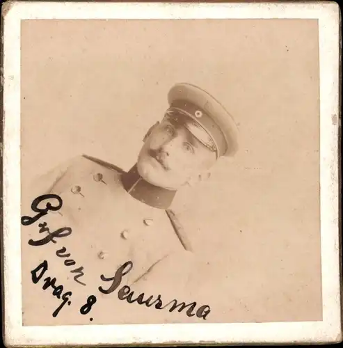Foto Deutscher Soldat in Uniform, Dragoner 8, Graf von Saurma, Engelmann Kriegsschule Neisse 1894/95