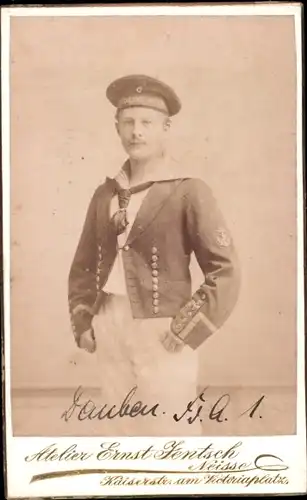 CdV Soldat Dauben, Fs. A. 1, Matrosenuniform, Theaterkostüm ?, Kriegsschule Neisse