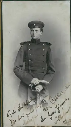 Kabinett Foto Junger Soldat in Uniform, Portrait, von Ossau