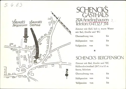 Ak Amelinghausen in der Lüneburger Heide, Schenks Gasthaus und Bergpension