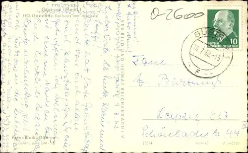 Ak Güstrow in Mecklenburg, HO Gaststätte Kurhaus am Inselsee