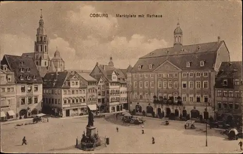 Ak Coburg in Oberfranken, Marktplatz, Rathaus