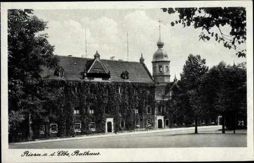 Ak Riesa an der Elbe Sachsen, Rathaus