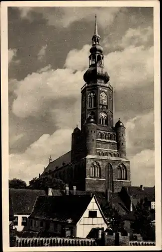 Ak Hansestadt Greifswald, Nicolaikirche, Fachwerkhäuser