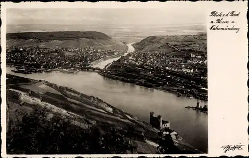 Ak Assmannshausen Rüdesheim am Rhein, Blick von der Rossel