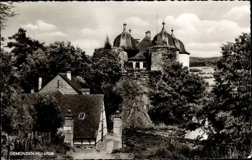 Ak Gemünden im Hunsrück, Teilansicht mit  Schloss