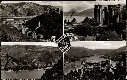 Ak Bacharach am Rhein, Ruine Wernerkapelle, Burg Stahleck, Ort