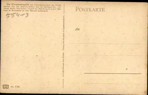 Künstler Ak Astudin, N., Trechtingshausen Rhein, Die Klemenskapelle