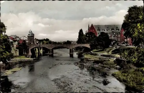 Ak Bad Kreuznach in Rheinland Pfalz, Brücke mit Marienwörth