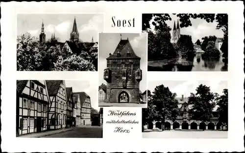 Ak Soest in Westfalen, Teilansichten, Tor, Fachwerk
