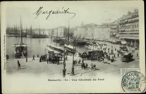 Ak Marseille Bouches du Rhône, Vue Generale du Port