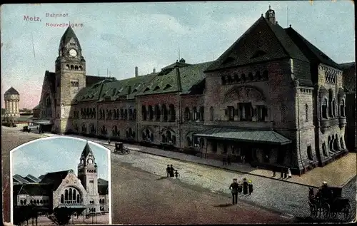 Ak Metz Moselle, Bahnhof, Straßenseite