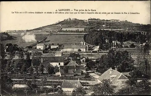Ak Langres Haute Marne, Vue prise de la Gare