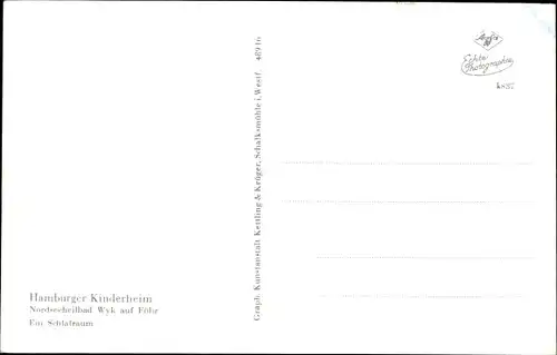 Ak Wyk auf Föhr in Nordfriesland, Hamburger Kinderheim, Schlafraum