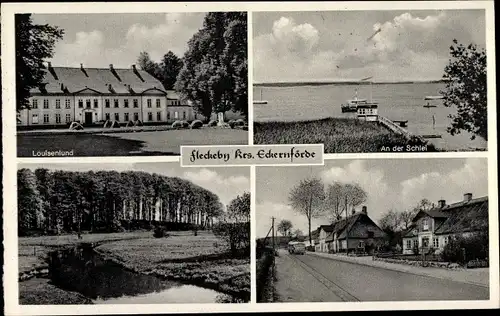 Ak Fleckeby in Schleswig, Louisenlund, Schlei, Straßenpartie
