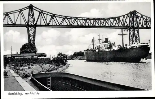 Ak Rendsburg in Schleswig Holstein, Blick auf die Hochbrücke, Schiffe