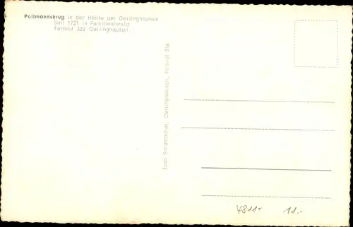 Ak Oerlinghausen im Kreis Lippe, Gasthaus Pollmannskrug in der Heide, Innenansicht