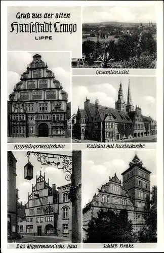 Ak Lemgo in Lippe, Rathaus, Wippermannsche's Haus, Schloss Brakem, Nicolaikirche