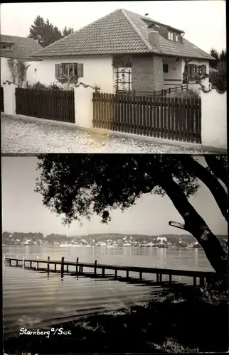 Foto Ak Starnberg in Oberbayern, Wohnhaus, Fernblick zum Ort