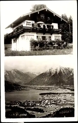 Ak Bad Wiessee in Oberbayern, Pension Haus Feller, Blick auf den Ort