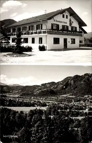 Ak Lenggries in Oberbayern, St. Bernhard Klause, Landschaft