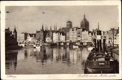 Ak Gdańsk Danzig, Hafenpartie, Stadtansicht