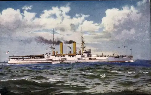 Künstler Ak Ak Britisches Kriegsschiff, HMS Swiftsure, Battleship