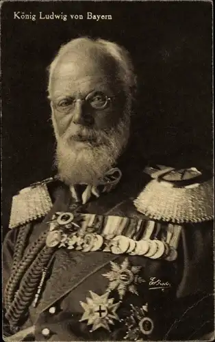 Ak König Ludwig von Bayern, Portrait, Orden, Uniform