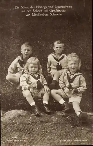Ak Söhne des Herzogs von Braunschweig, Söhne des Großherzogs von Mecklenburg Schwerin