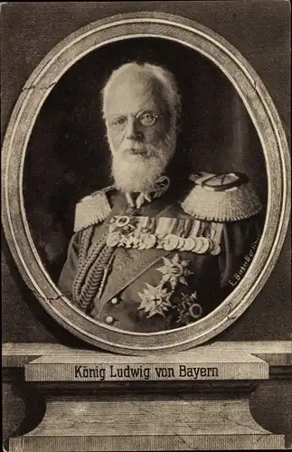 Passepartout Ak König Ludwig III. von Bayern, Portrait, Uniform, Orden