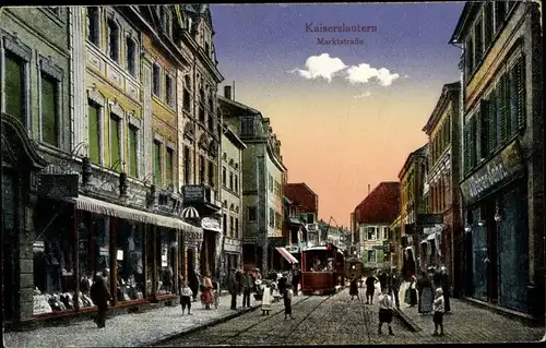 Ak Kaiserslautern in Rheinland Pfalz, Blick in die Marktstraße, Geschäft J. Weber, Straßenbahn