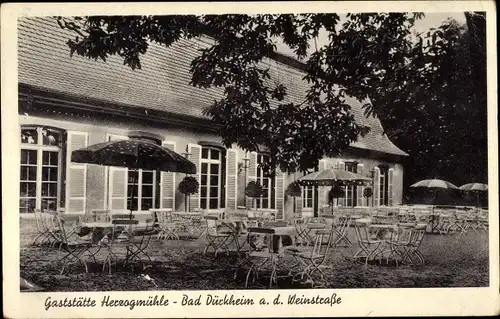 Ak Bad Dürkheim an der Weinstraße Pfalz, Gaststätte Herzogmühle, Terrasse