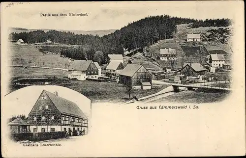 Ak Cämmerswalde Neuhausen im Erzgebirge, Niederdorf, Gasthaus Lösermühle