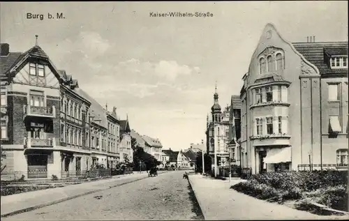 Ak Burg bei Magdeburg, Kaiser Wilhelm Straße, Gebäude
