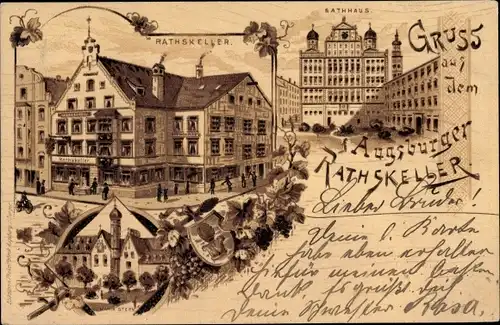 Litho Augsburg in Schwaben, Rathaus, Ratskeller