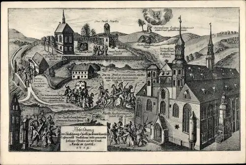 Künstler Ak Görlitz in der Lausitz, Heiliges Grab, Kirche um 1719