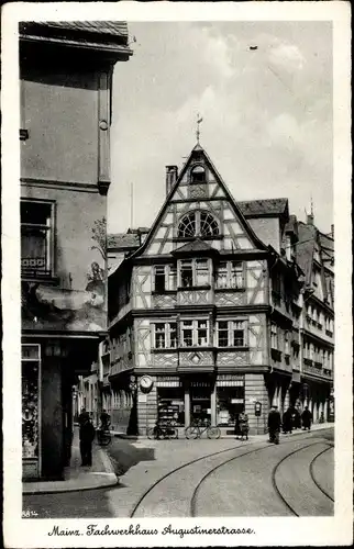 Ak Mainz am Rhein, Fachwerkhaus an der Augustinerstraße