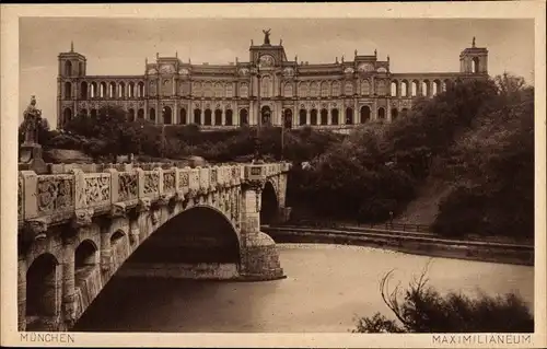Ak München Bayern, Maximilianeum, Brücke