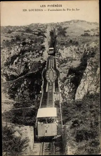 Ak Lourdes Hautes Pyrénées, Funiculaire de Pie du Jer