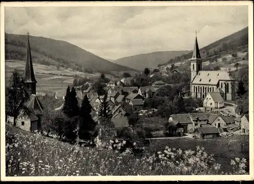 Ak Rippberg Walldürn im Odenwald, Blick von der alten Heeresstraße, Kirchen